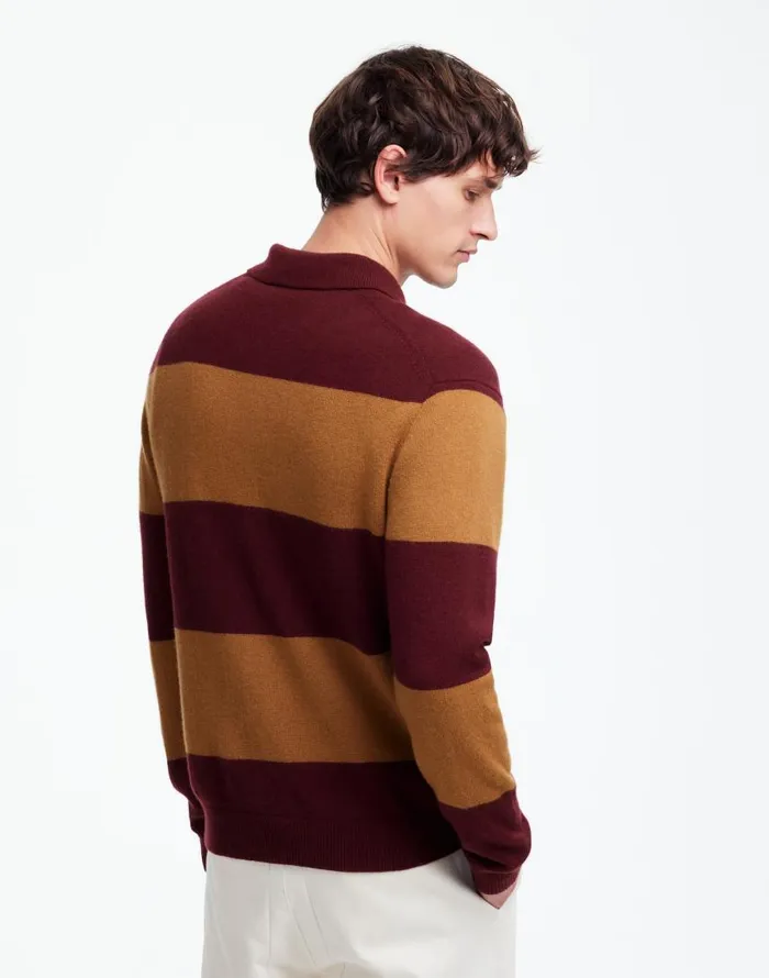 Shirts Men Madewell RugbyStripe Sweater Polo Shirt In SoftWool Heather Berry
