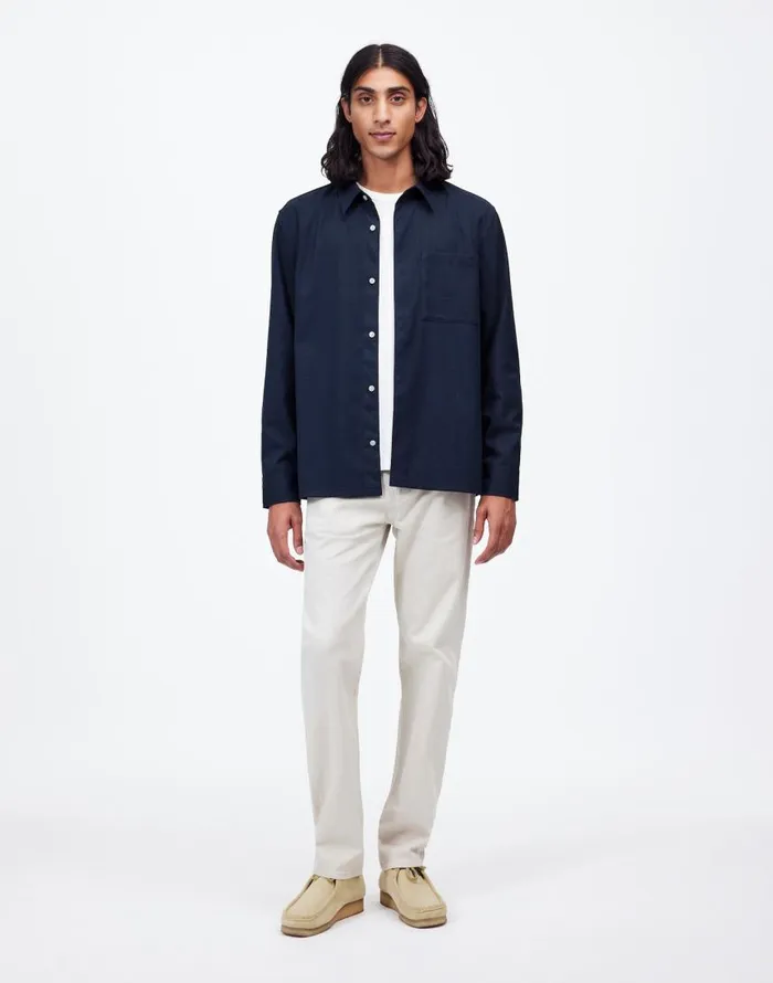 Shirts Men Madewell Twill Easy LongSleeve Shirt Heather Blue Twill