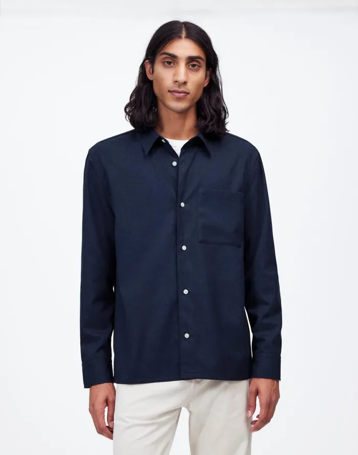Shirts Men Madewell Twill Easy LongSleeve Shirt Heather Blue Twill
