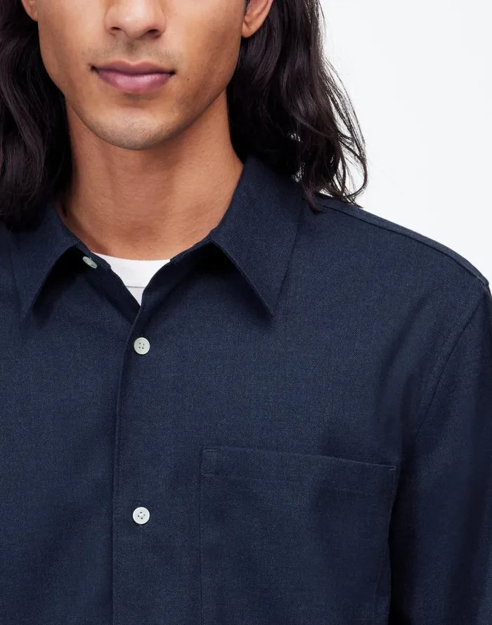 Shirts Men Madewell Twill Easy LongSleeve Shirt Heather Blue Twill