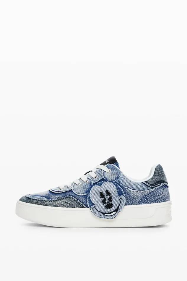 Shoes Women Desigual Mickey Mouse Denim Sneakers Blue