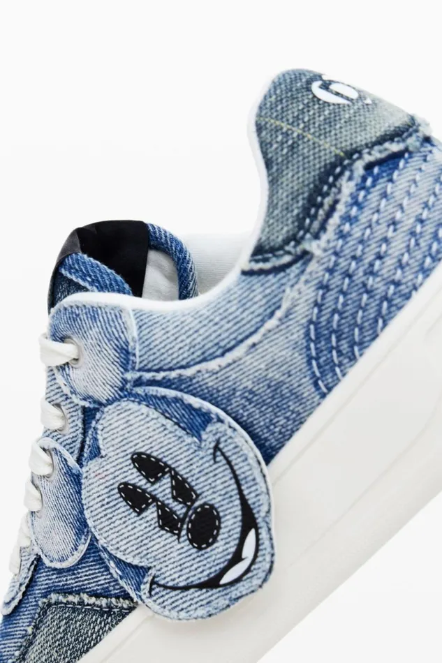 Shoes Women Desigual Mickey Mouse Denim Sneakers Blue