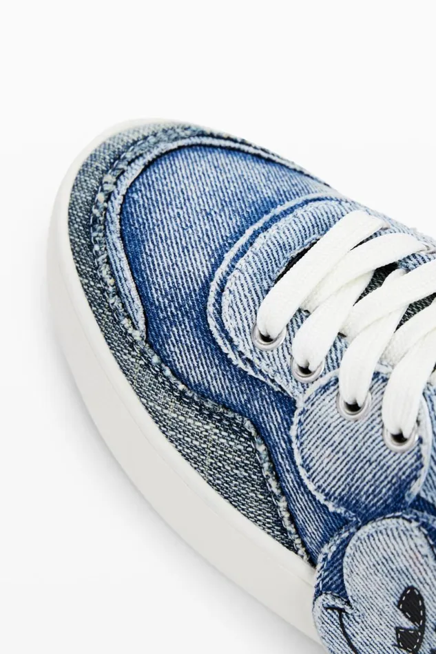 Shoes Women Desigual Mickey Mouse Denim Sneakers Blue