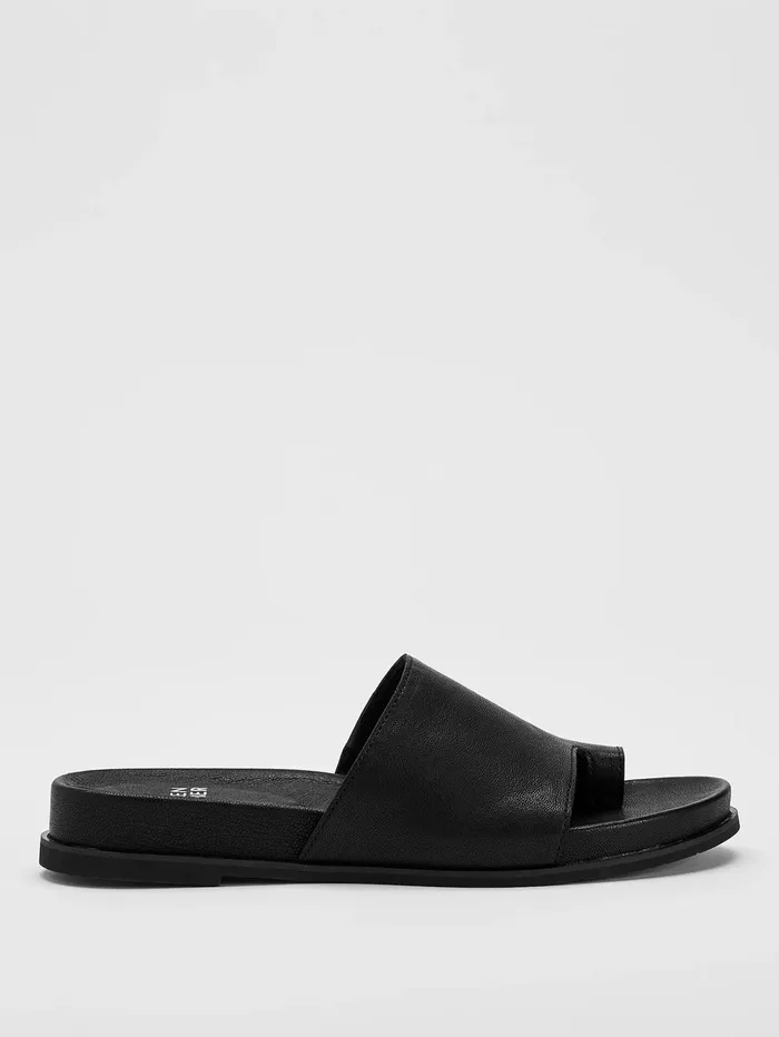 Shoes Women Eileen Fisher Digit Leather Slide Sandal Black