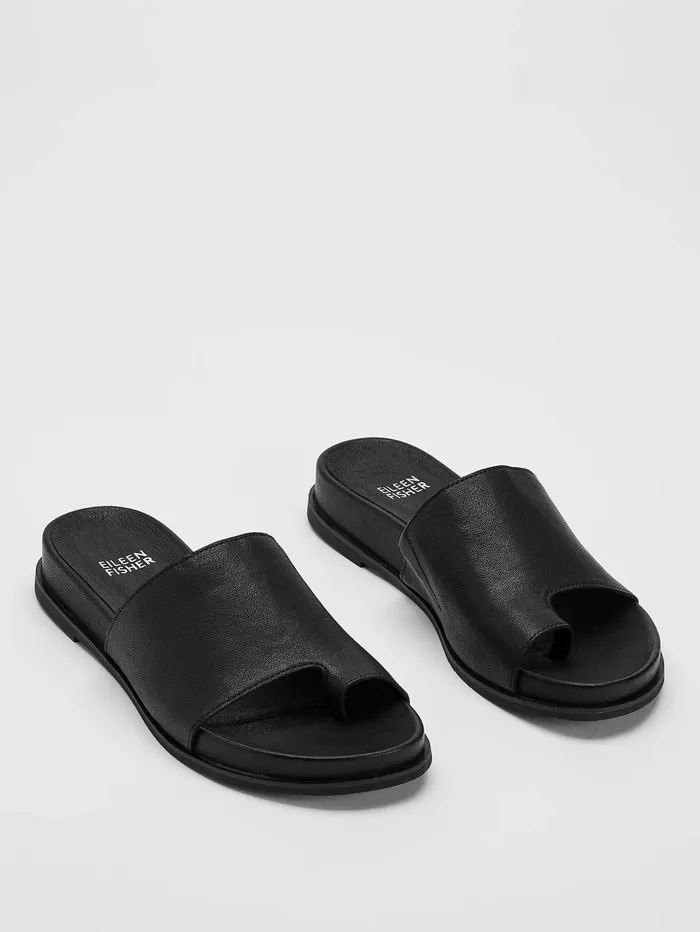 Shoes Women Eileen Fisher Digit Leather Slide Sandal Black