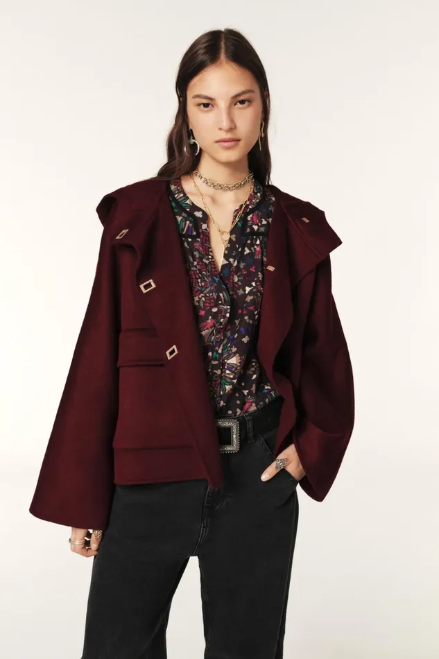 Short Hooded Coat Kove Brown Women Baandsh Jackets and Coats
