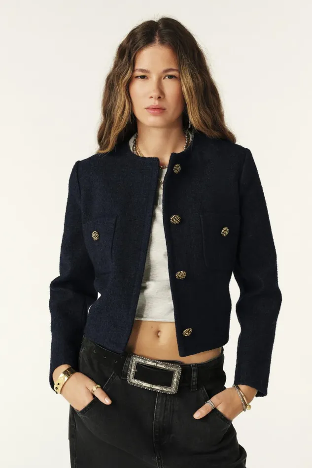Short Jacket Meredith Blue Women Baandsh Jackets and Coats