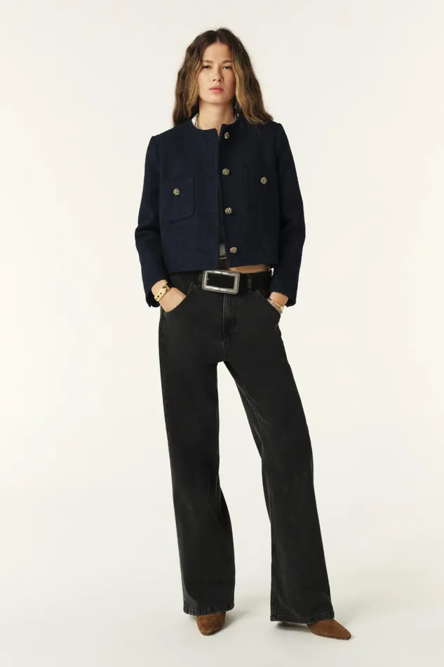Short Jacket Meredith Blue Women Baandsh Jackets and Coats
