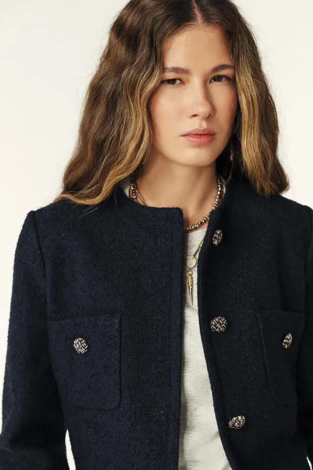 Short Jacket Meredith Blue Women Baandsh Jackets and Coats