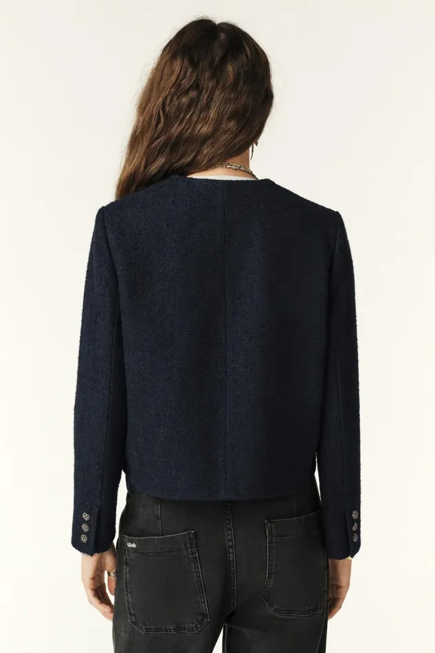 Short Jacket Meredith Blue Women Baandsh Jackets and Coats
