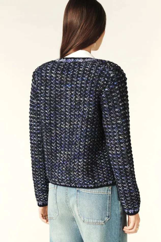 Short Knit Cardigan Beloni Blue Women Baandsh Sweaters and Cardigans