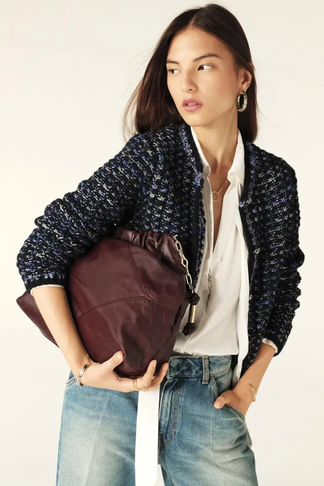 Short Knit Cardigan Beloni Blue Women Baandsh Sweaters and Cardigans