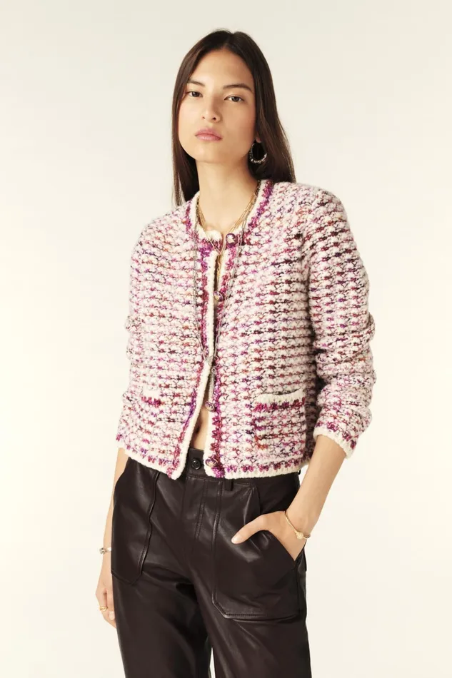 Short Knit Cardigan Beloni Blue Women Baandsh Sweaters and Cardigans