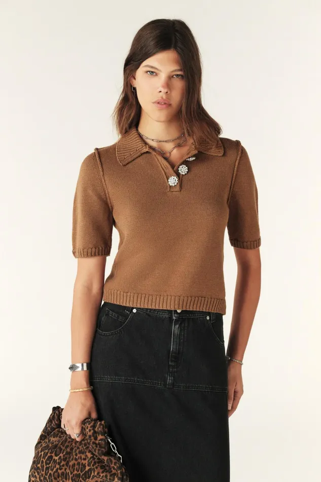 Short Polo Tylak Brown Women Baandsh Sweaters and Cardigans
