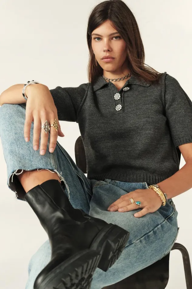 Short Polo Tylak Brown Women Baandsh Sweaters and Cardigans