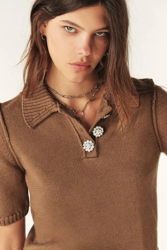Short Polo Tylak Brown Women Baandsh Sweaters and Cardigans