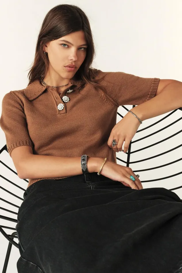 Short Polo Tylak Brown Women Baandsh Sweaters and Cardigans