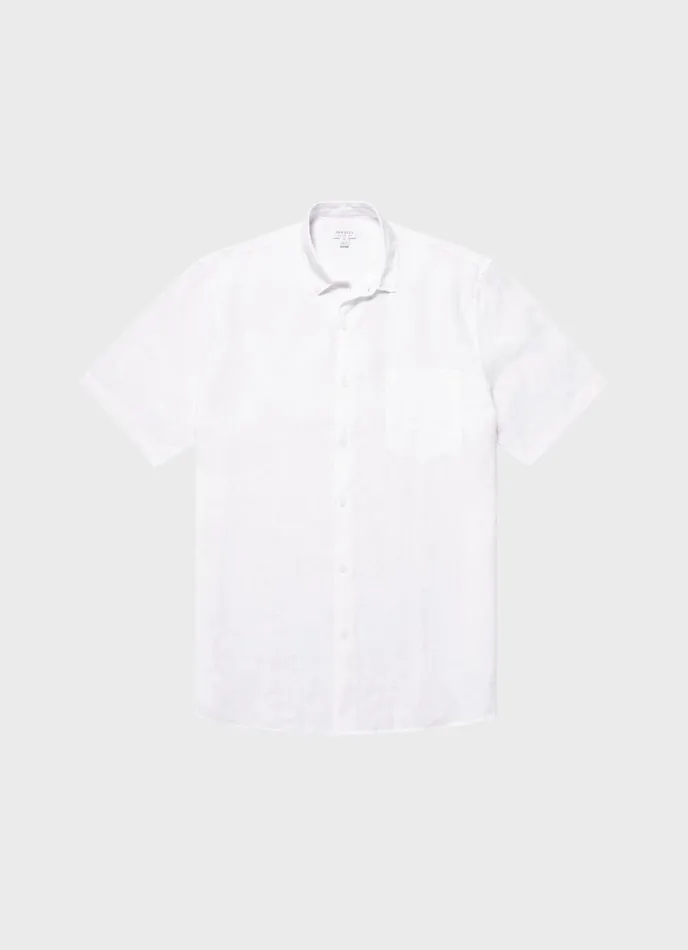 Short Sleeve Linen Shirt White Men SUNSPEL Shirts