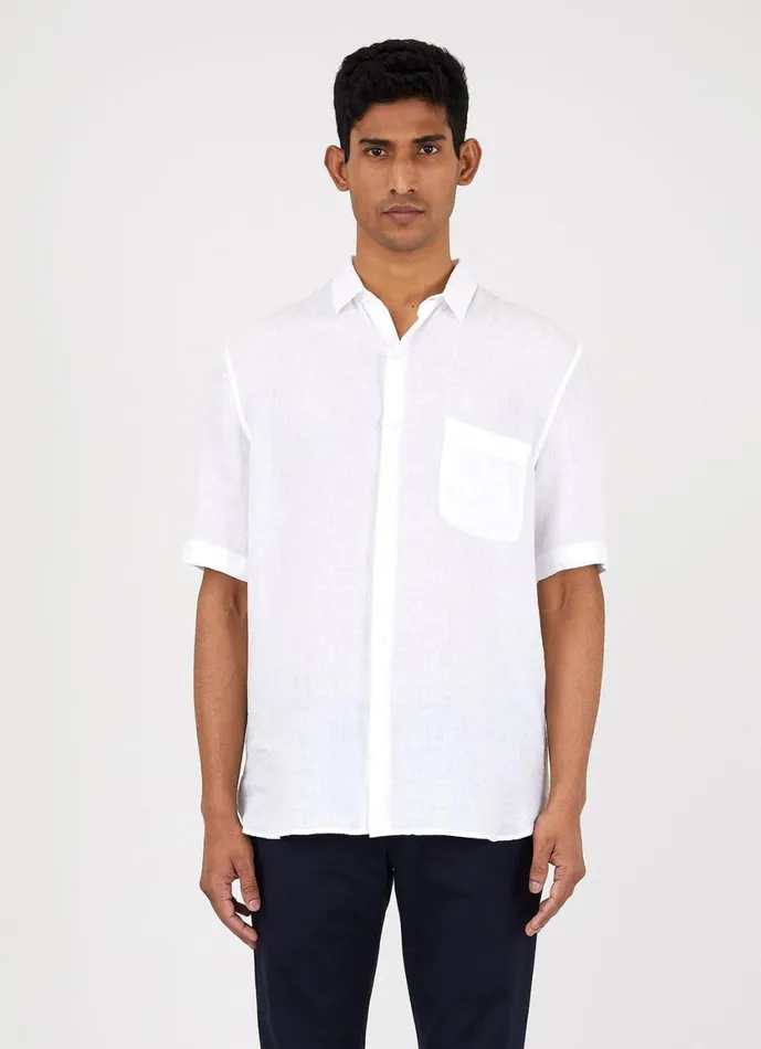 Short Sleeve Linen Shirt White Men SUNSPEL Shirts
