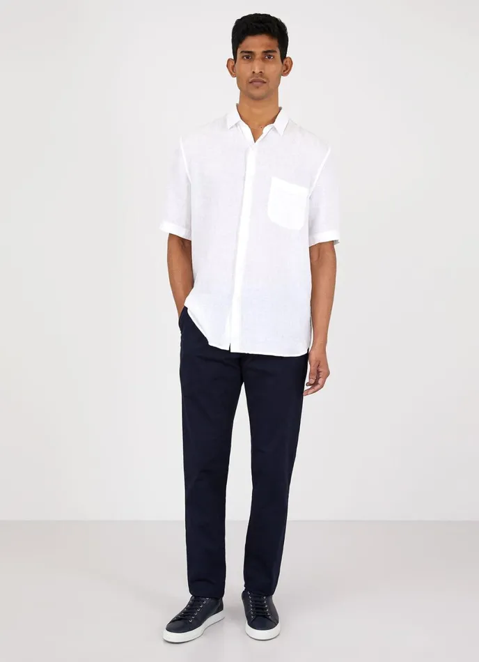 Short Sleeve Linen Shirt White Men SUNSPEL Shirts