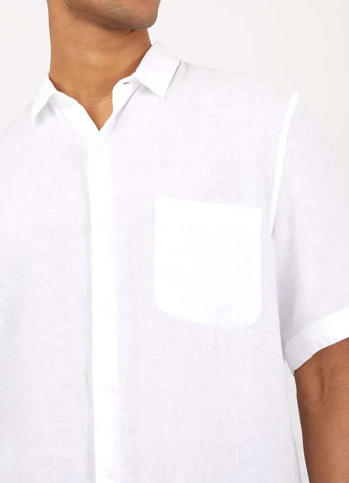 Short Sleeve Linen Shirt White Men SUNSPEL Shirts