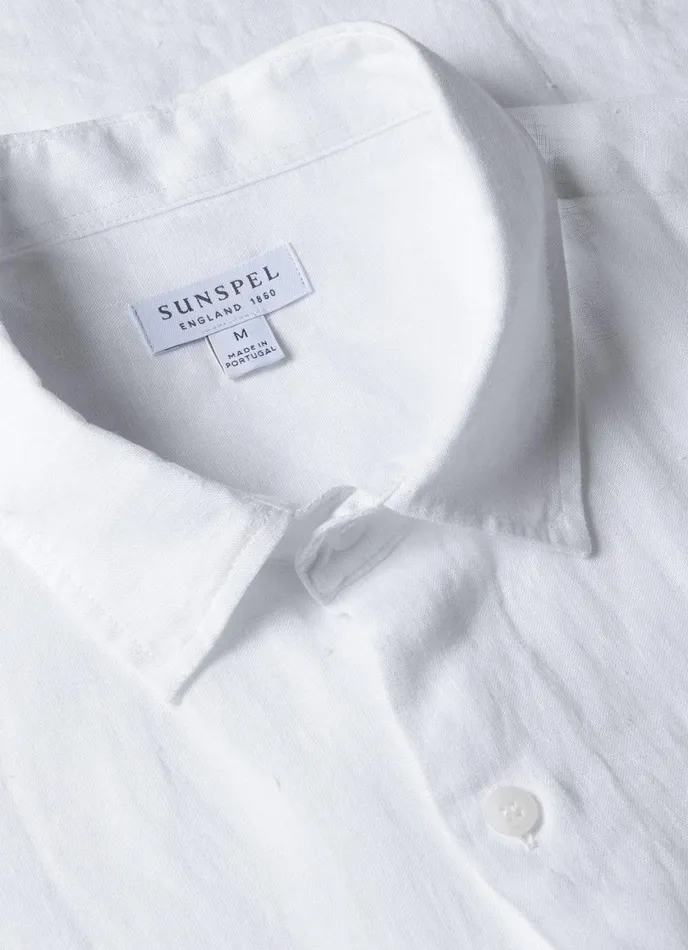 Short Sleeve Linen Shirt White Men SUNSPEL Shirts