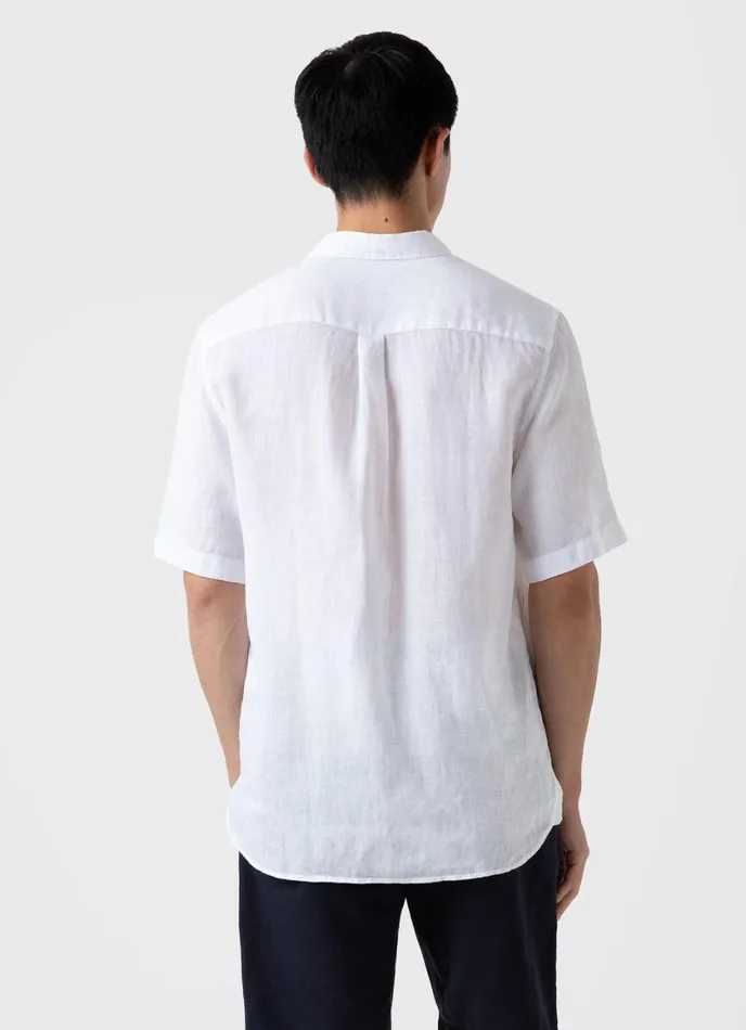 Short Sleeve Linen Shirt White Men SUNSPEL Shirts