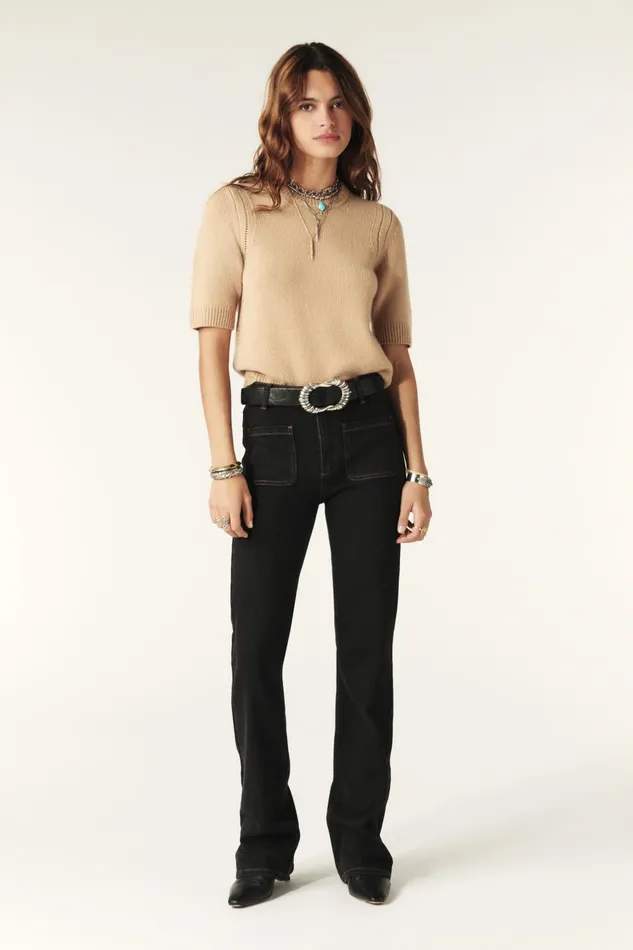 ShortSleeve Sweater Cachma Brown Women Baandsh Sweaters and Cardigans