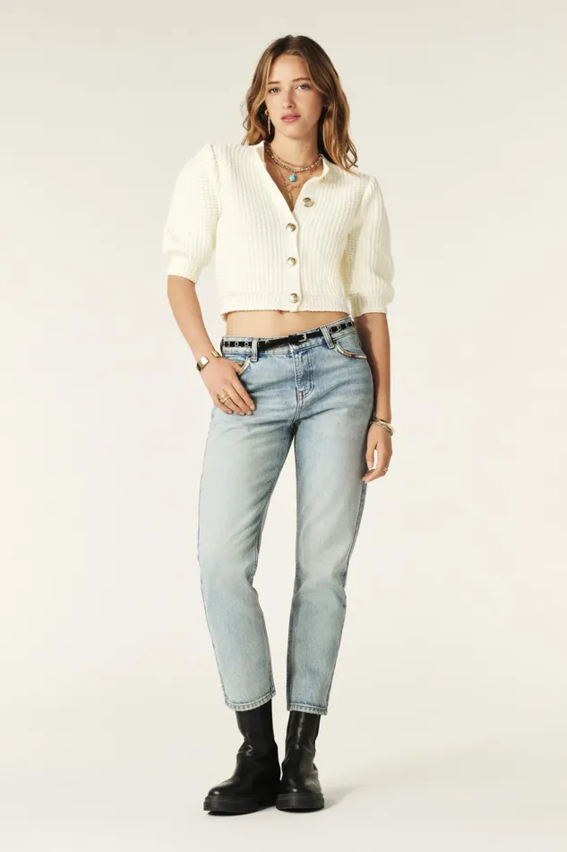 ShortSleeved Cardigan Garance OffWhite Women Baandsh Sweaters and Cardigans