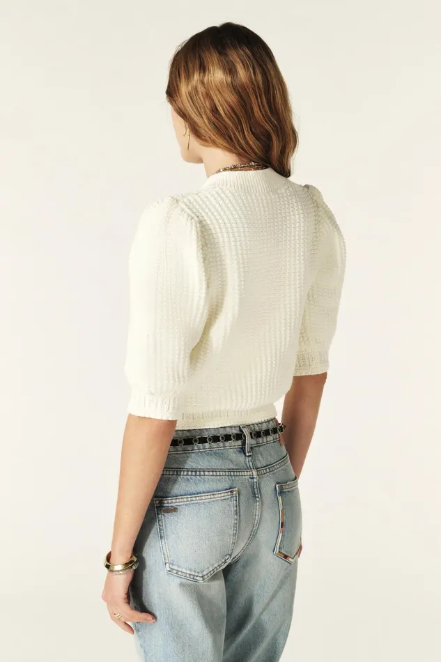 ShortSleeved Cardigan Garance OffWhite Women Baandsh Sweaters and Cardigans