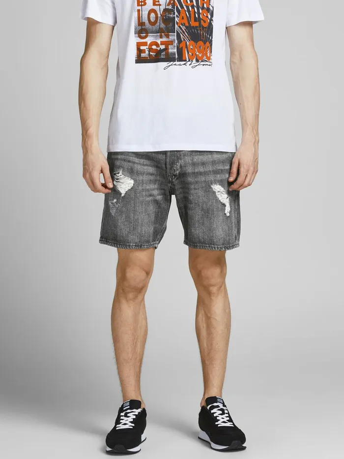 Shorts JACK and JONES Mens CHRIS ORIGINAL AM 243 DENIM SHORTS Grey Black Denim Cheap On Sale Shorts JACK and JONES Mens CHRIS ORIGINAL AM 243 DENIM SHORTS Grey Black Denim Cheap On Sale