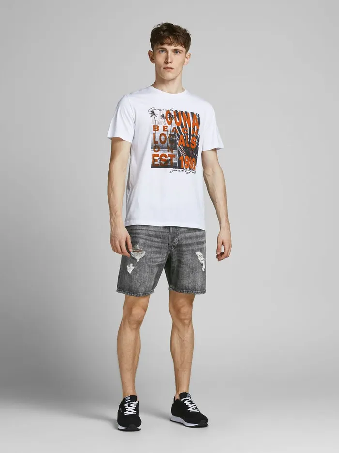 Shorts JACK and JONES Mens CHRIS ORIGINAL AM 243 DENIM SHORTS Grey Black Denim Cheap On Sale