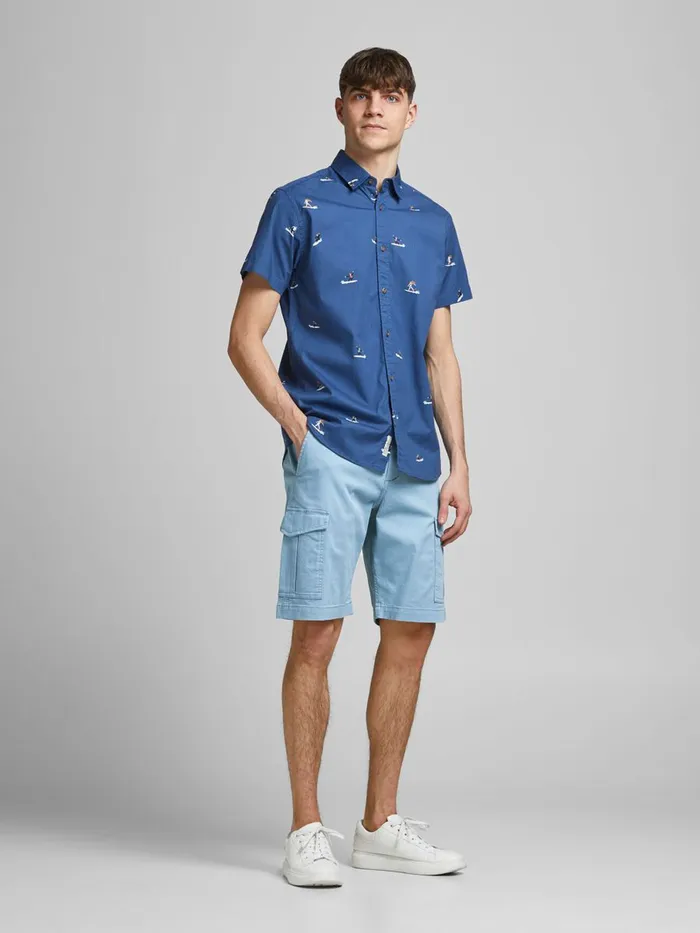 Shorts JACK and JONES Mens JOE AKM CARGO SHORTS Blue Faded Denim Near Me