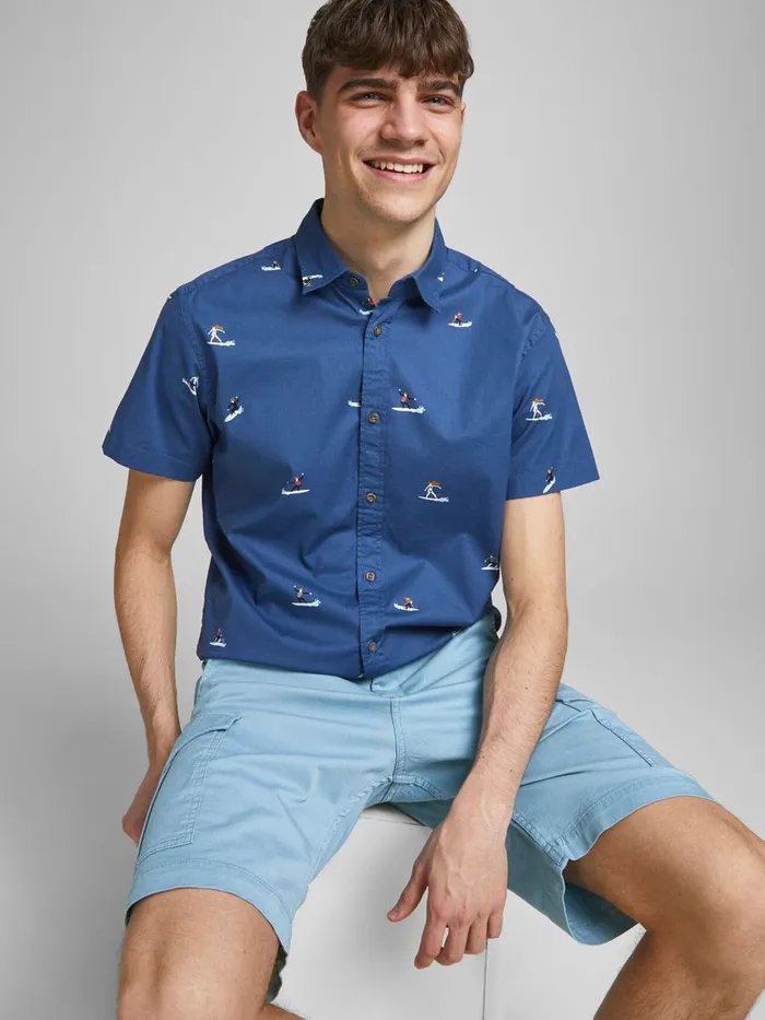 Shorts JACK and JONES Mens JOE AKM CARGO SHORTS Blue Faded Denim Near Me