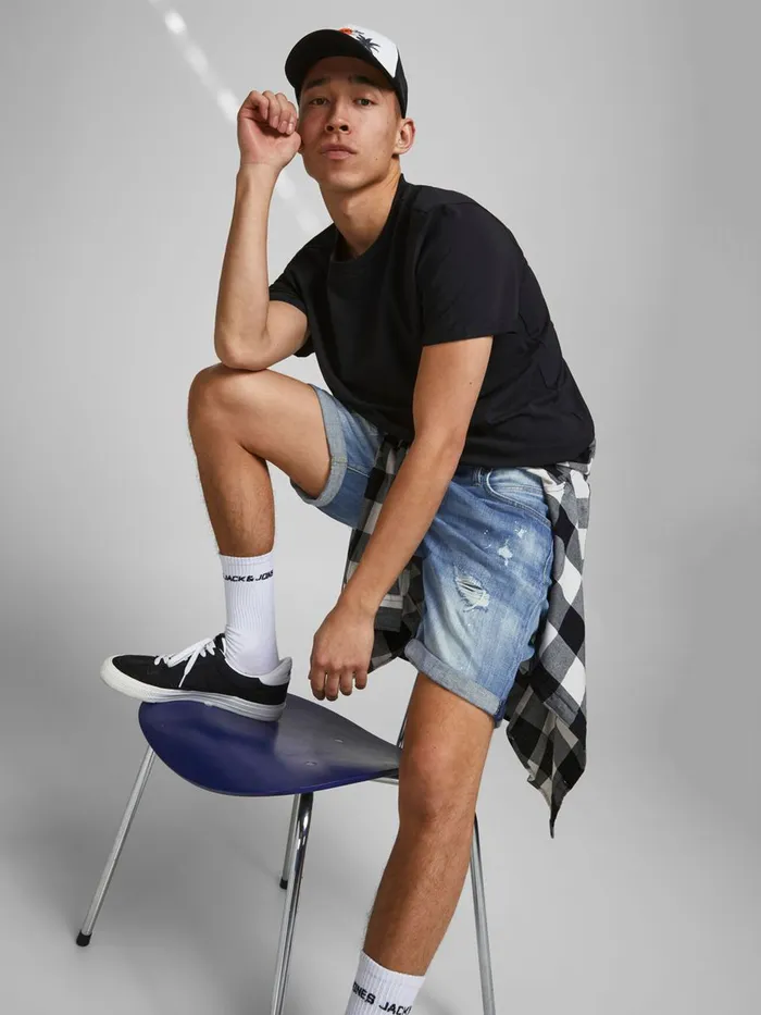 Shorts JACK and JONES Mens RICK FOX GE 740 DENIM SHORTS Blue Blue Denim Gift for Friend