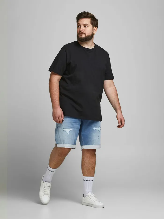 Shorts JACK and JONES Mens RICK ICON GE 009 INDIGO KNIT PLUS SIZE DENIM SHORTS Blue Blue Denim Near Me