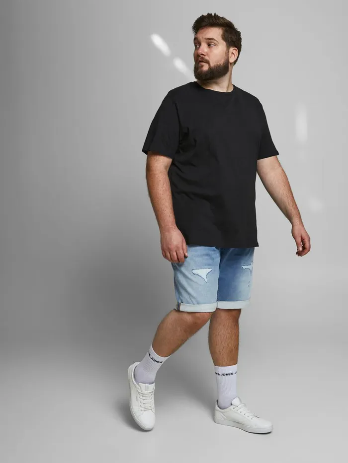 Shorts JACK and JONES Mens RICK ICON GE 009 INDIGO KNIT PLUS SIZE DENIM SHORTS Blue Blue Denim Near Me