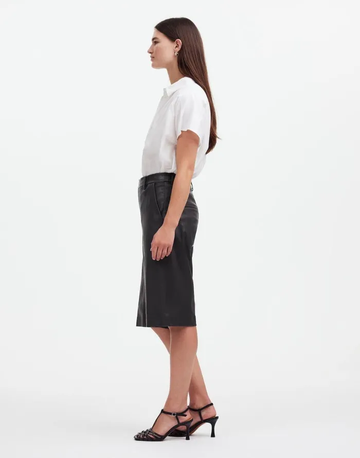 Shorts Women Madewell Stretch Leather Culottes True Black