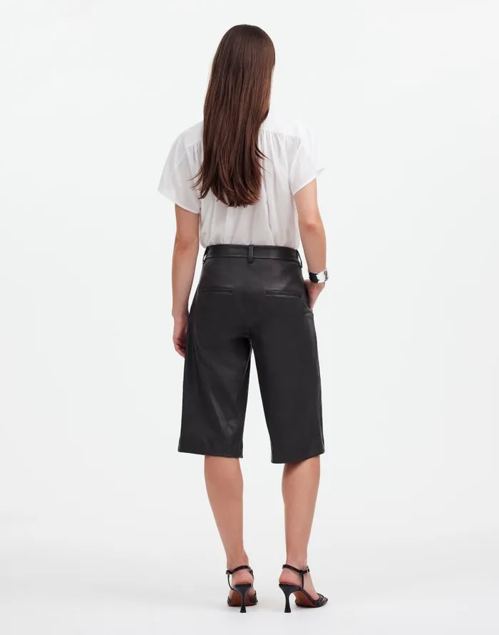 Shorts Women Madewell Stretch Leather Culottes True Black