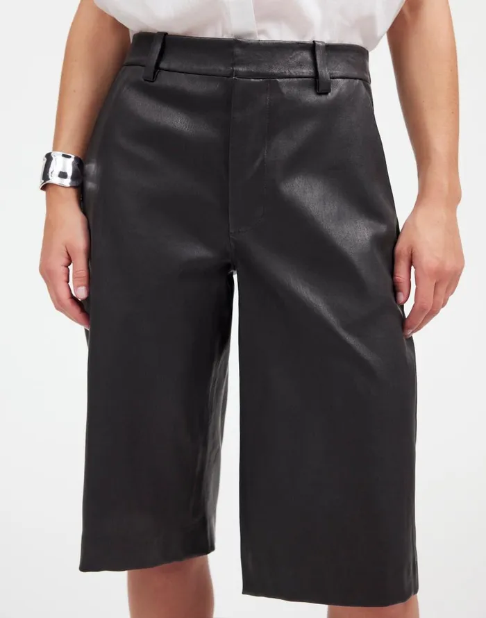 Shorts Women Madewell Stretch Leather Culottes True Black