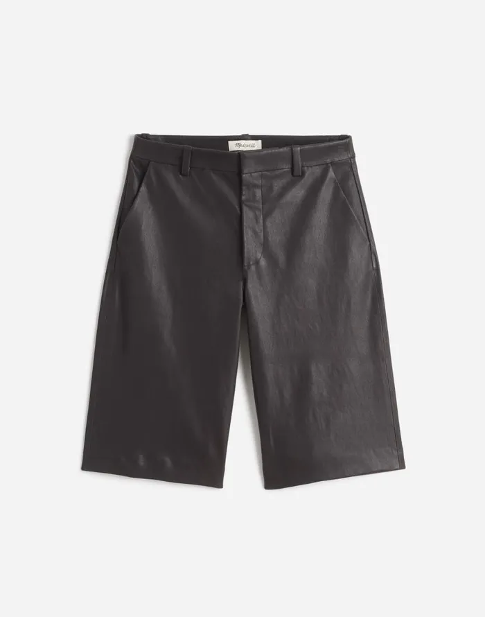 Shorts Women Madewell Stretch Leather Culottes True Black