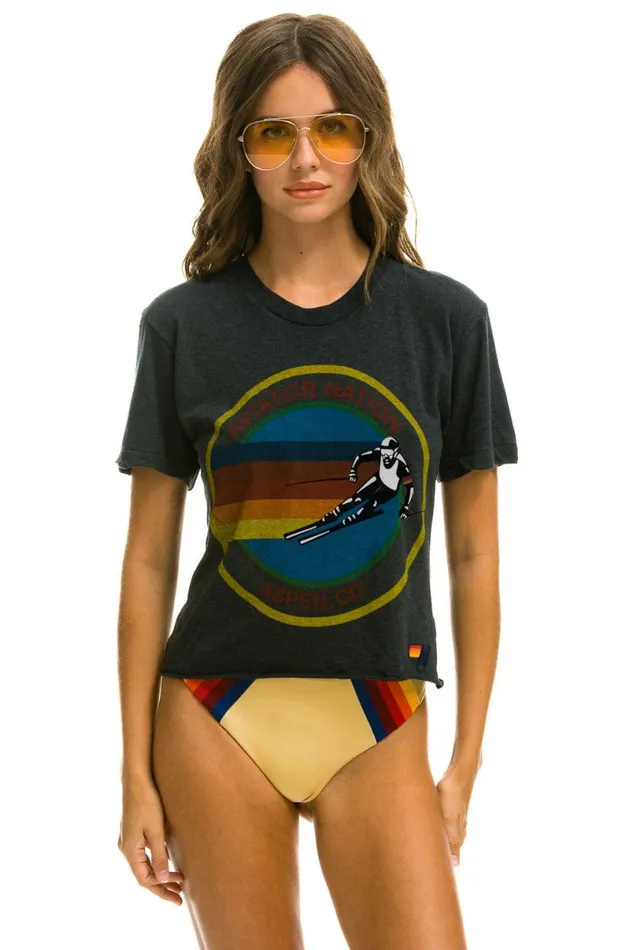 Signature Aspen Boyfriend Tee 8211 Charcoal Women Aviator Nation Tees