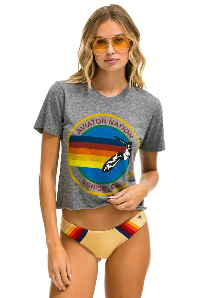 Signature Boyfriend Tee 8211 Heather Grey Women Aviator Nation Tees