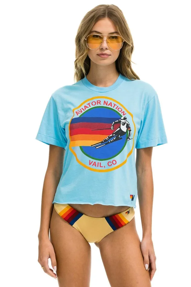 Signature Vail Boyfriend Tee 8211 Sky Women Aviator Nation Tees