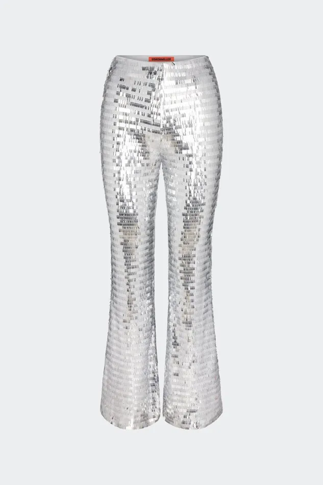 Simon Miller Bottoms Women Sequin Robo Pant In Satellite Silver