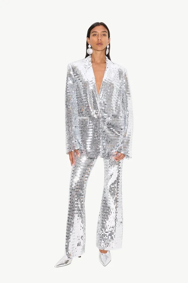 Simon Miller Bottoms Women Sequin Robo Pant In Satellite Silver Simon Miller Bottoms Women Sequin Robo Pant In Satellite Silver