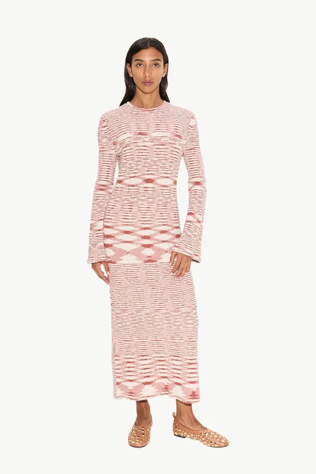 Simon Miller Dresses Women Axon Knit Dress In RustRice Flour Multi Cotton