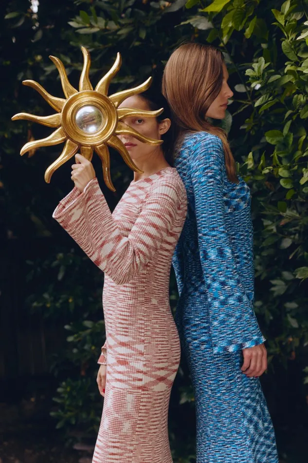 Simon Miller Dresses Women Axon Knit Dress In RustRice Flour Multi Cotton Simon Miller Dresses Women Axon Knit Dress In RustRice Flour Multi Cotton