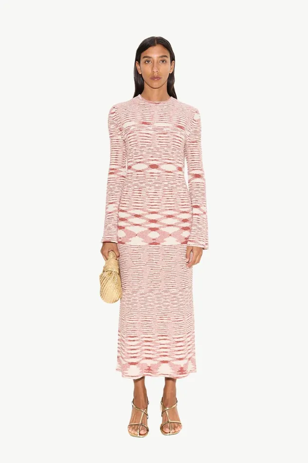 Simon Miller Dresses Women Axon Knit Dress In RustRice Flour Multi Cotton Simon Miller Dresses Women Axon Knit Dress In RustRice Flour Multi Cotton