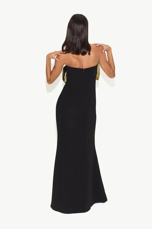 Simon Miller Dresses Women Dali Crepe Dress In BlackStar Gold Simon Miller Dresses Women Dali Crepe Dress In BlackStar Gold